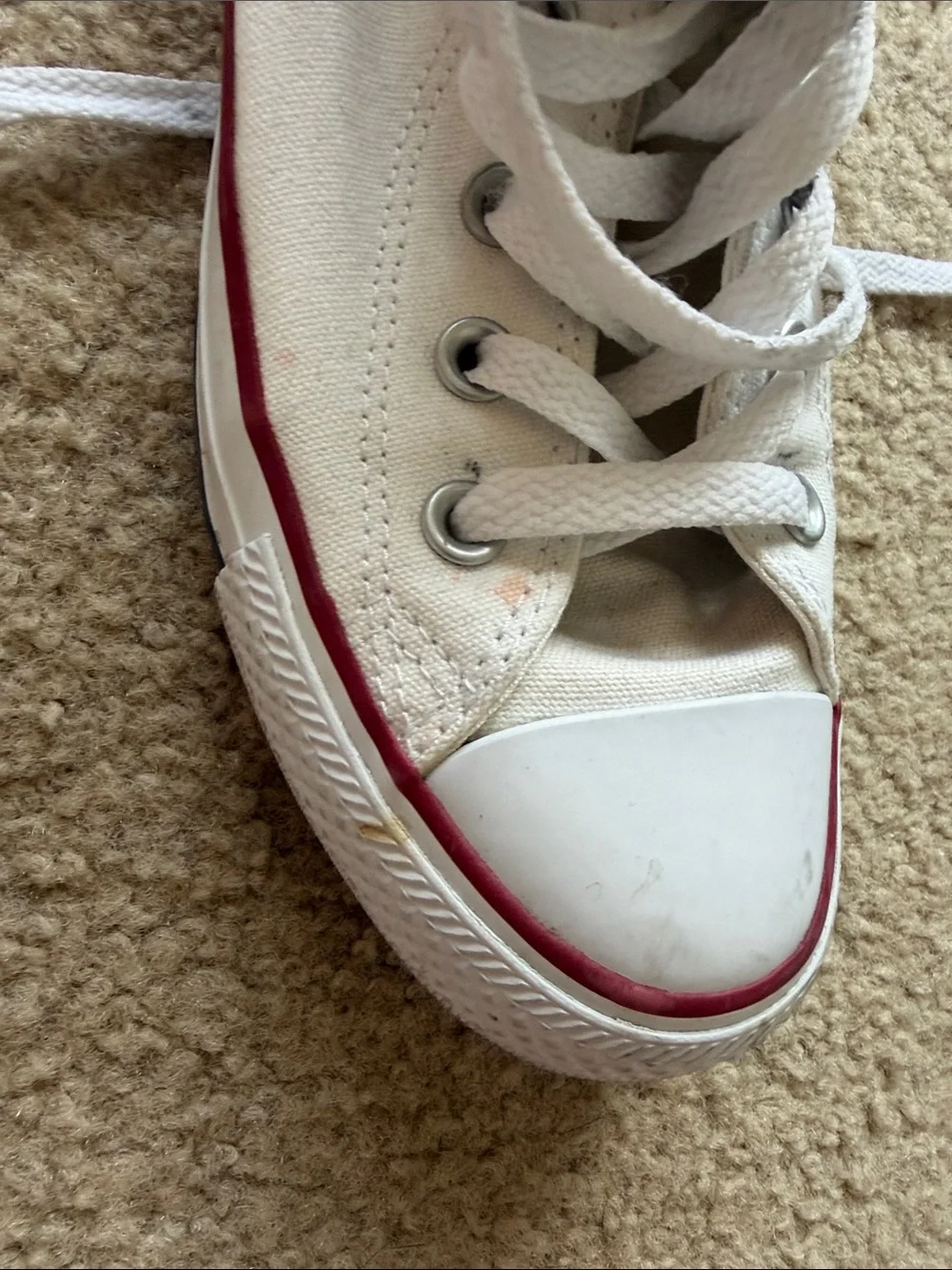 Converse White High Top Sneakers with Red Trim - Picture 7 of 7